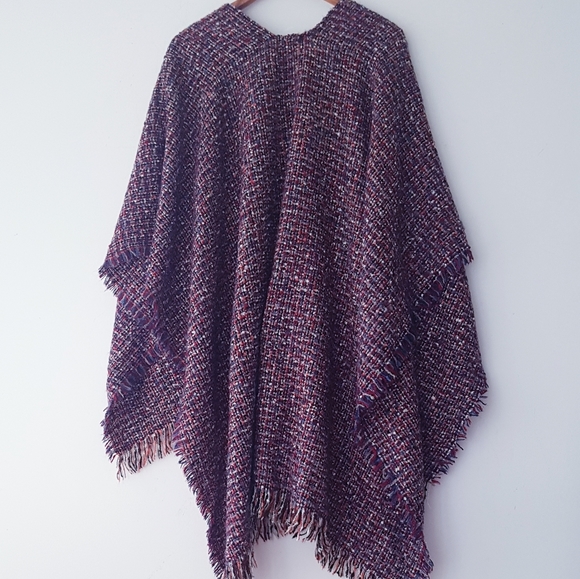 TU Purple Mix Knitted Open Front Shawl Cape - Picture 9 of 9